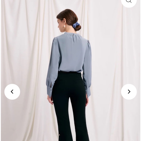 Petite Studio Blue Blouse with Pearl Accents - Picture 7 of 7